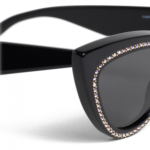 Celine Cat Eye Acetate Sunglasses w/ Crystal & Metal - Picture 3 of 4